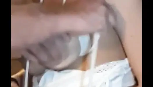 Rachel has her tits tied to the ceiling and fucks the big black victor dildo