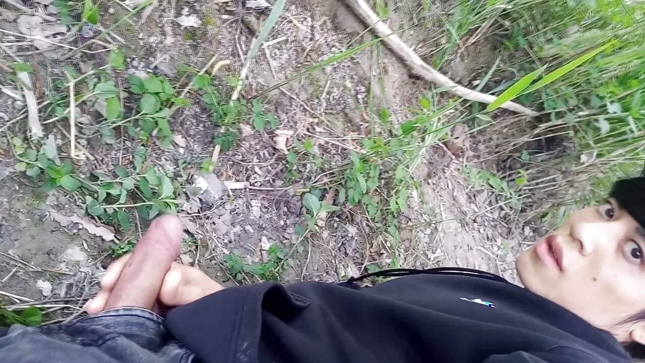 Cock exposed through the pants fly, this cute gay boy, humping, precuming, cumming, cleaning sperm on dick outdoors Jon Arteen
