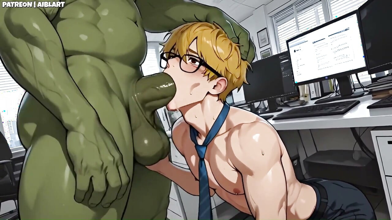 Timid Office Boy Dominated by Muscular Orcs in a Modern World Ai Gay Animation