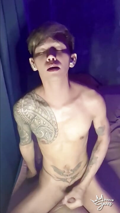 Filipino Inked Horny Twink Teasing and Masturbating Until He Cums