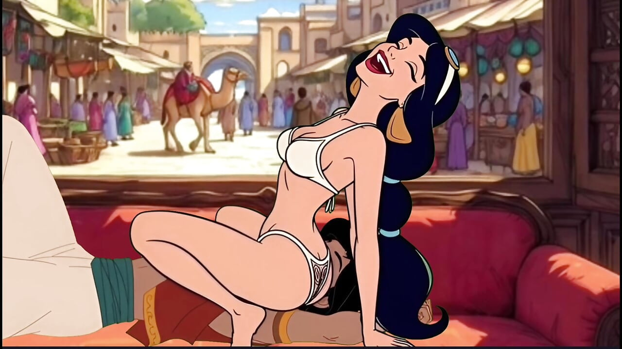 Porn Aladdin: Princess Jasmine And Aladdin Have Dirty Sex while The Cuckold Jafar Watches them and Jerks Off His Small Penis