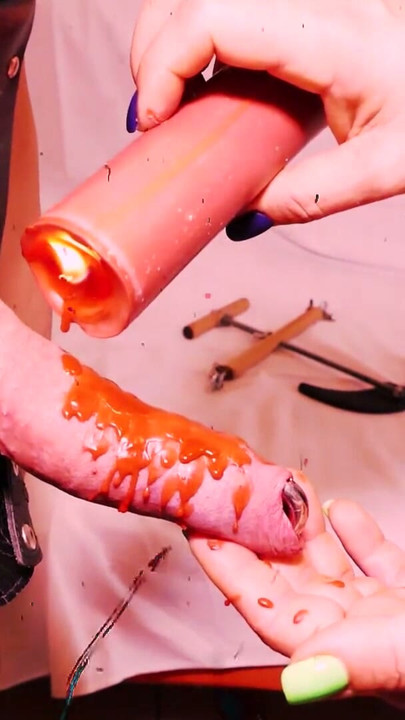CBT extreme! Medioeval instruments for cock! Lady Morgana cages Slave F's cock without mercy! | Clip 3
