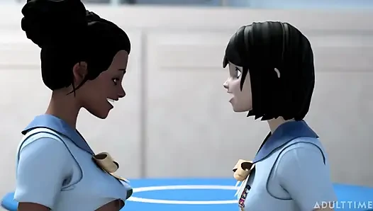 Hentai Sex College Episode 8 - Big Titty Bffs Practice Scissoring Together at Hentai Sex University