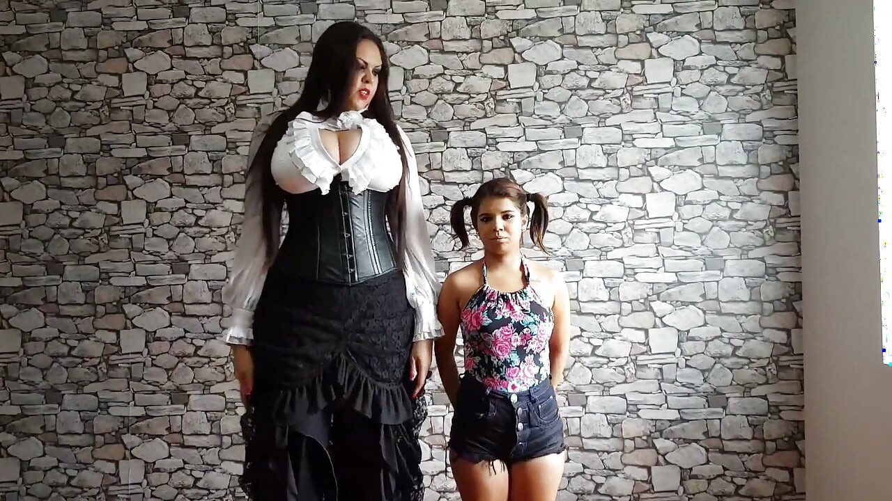 Extreme hands by 2 meter tall Amazon giant babe and her slave