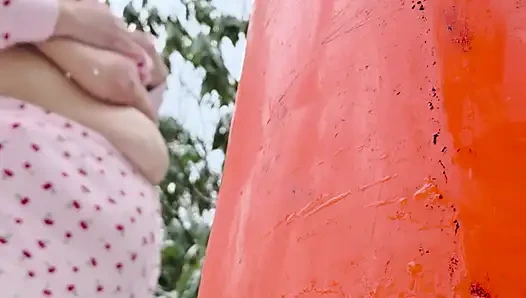 In the Snow She Dont Care in the Woods Naked No Underwear