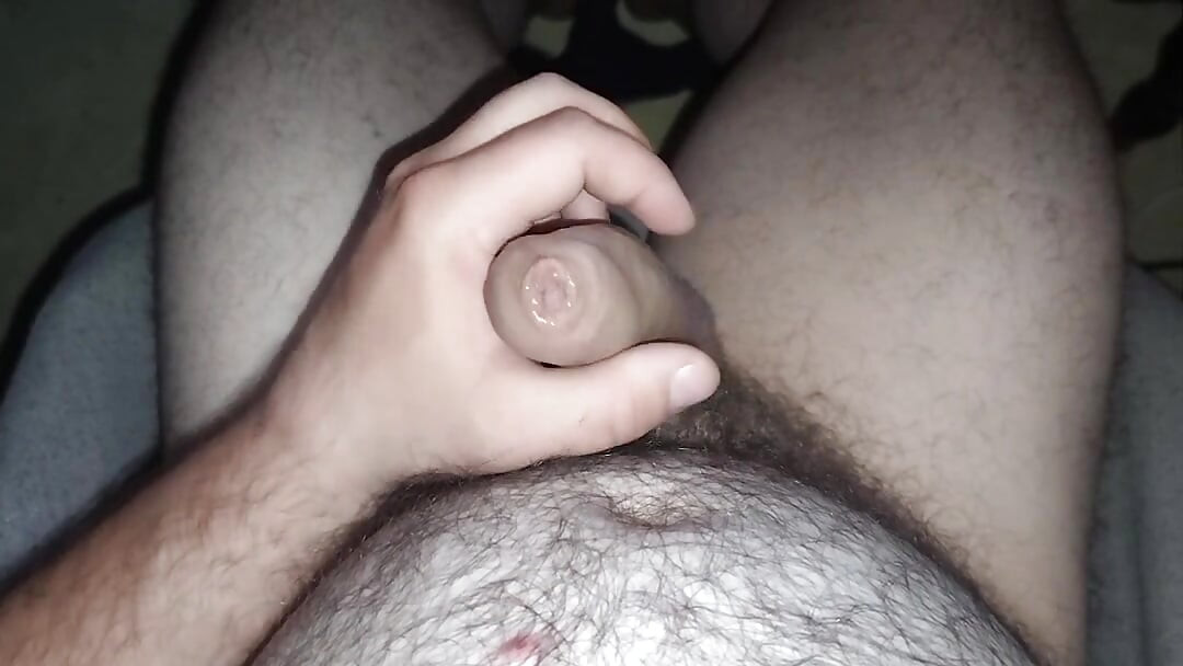 Uncut hairy chubby gay mastubating and cum