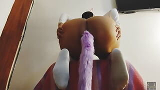 I become a slutty bunny girl who wiggles her fat ass and sucks cock