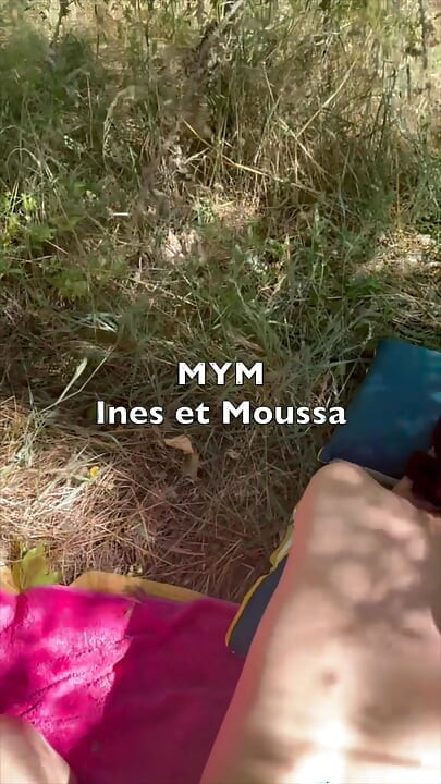 Young Arab city beurette fucks with a big black cock in the woods in public