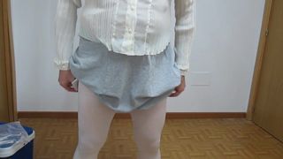 Crossdressing with skirt and lingerie