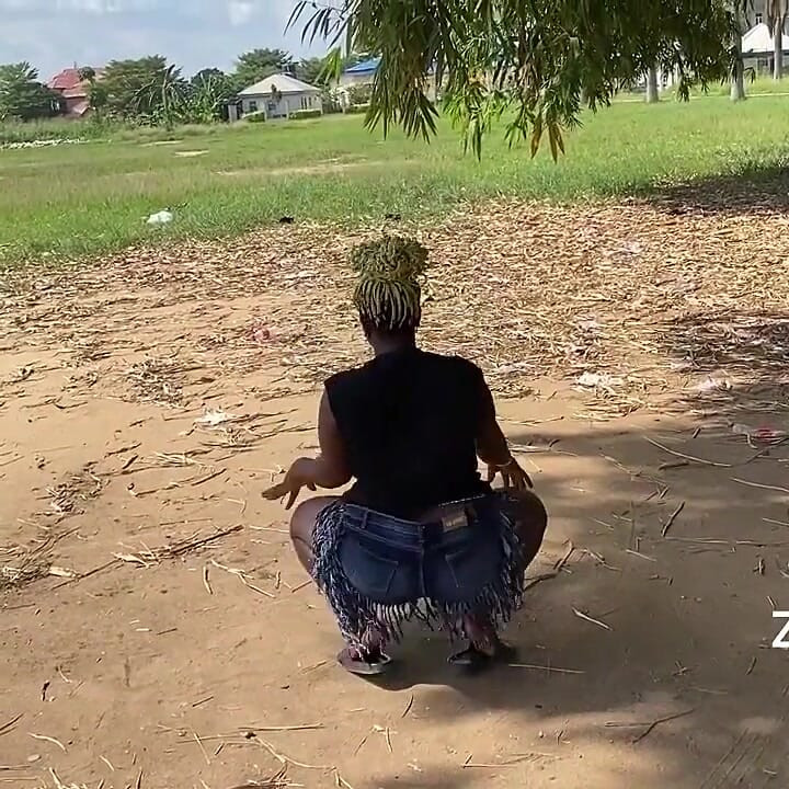 African Ebony Sexy Black Girl Dances in Public with Laughter