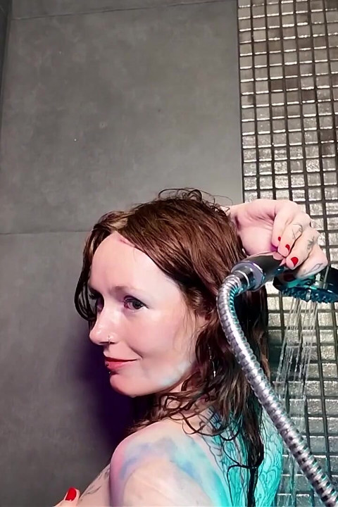 Slow Motion Shower Worship, Nude Cinematic Wet Goddess Body, Sensual Water Play, Glistening Close-up