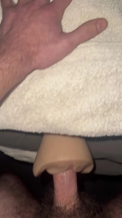 Fucking fleshlight until I shoot a fat rope of cum handsfree