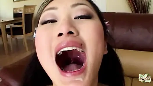 An Asian Female Engages in Self-stimulation While Anticipating Engaging in Intense Anal Intercourse in the Doggie Style Posture.