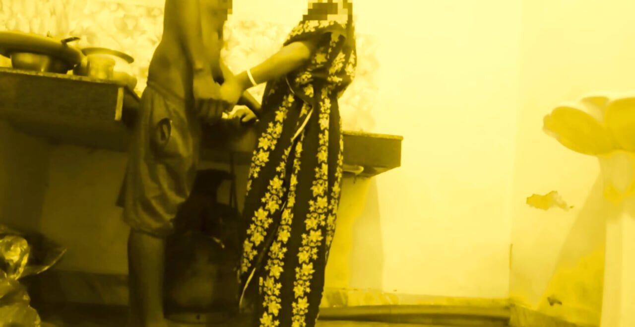 Busty MILF Desi Bhabi Has No Idea Her young Devar see Secretly in the kitchen room.
