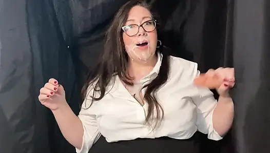 Busty BBW glory hole job interview