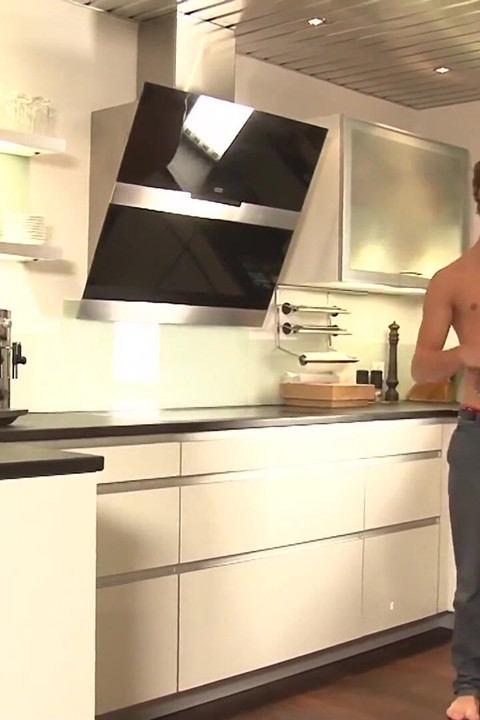 Exclusive video Bareback: Anal fuck between sexy horny boyfriends cumming in the kitchen