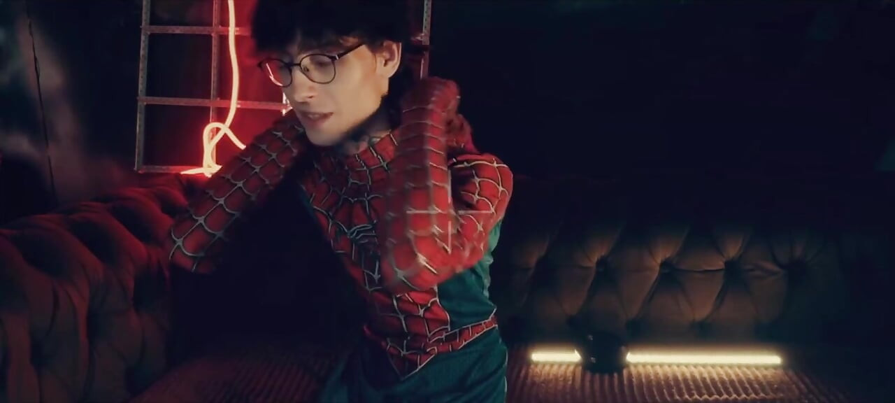 Spider Man Costume. Bottom Boy a Pose. Ass Hole