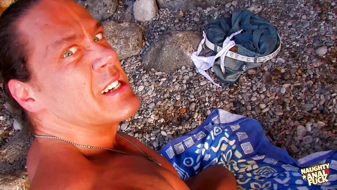 Hot blonde French slut gives up her mouth, pussy, and asshole on a secluded beach