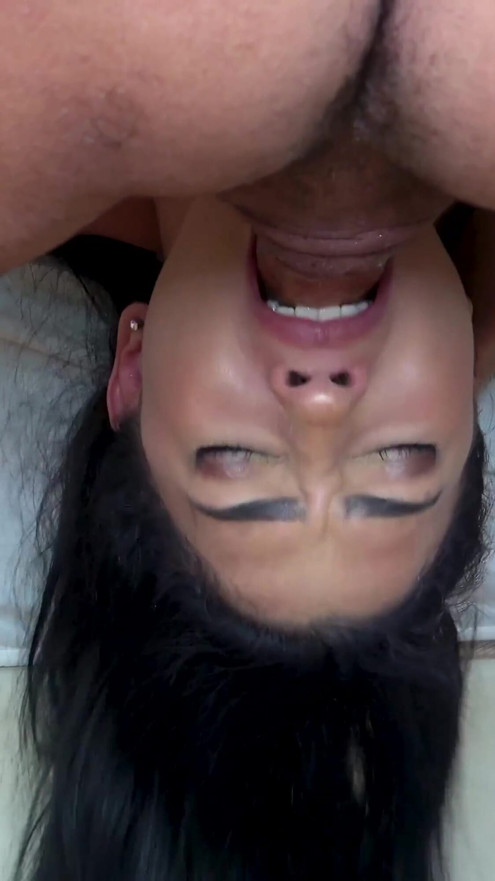 Big Tits Latina Ends Up Soaked In Spit After Blowing Big Cock Upside Down | Clip 2