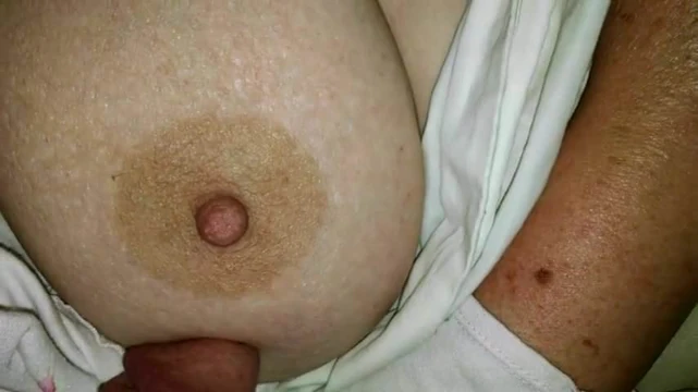 Cum on wife's tit