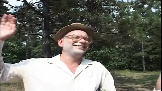 Teen Mariann Pisses and Fucks Horny Grandpa Outdoors