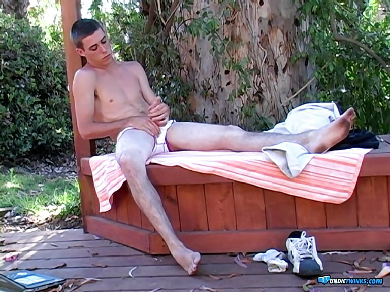 UndieTwinks: Skinny Mark Woods strips off and wanks his long dick fast and hard