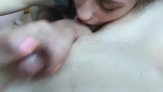 Jizzy J has Cute little whore licks n sucks on my nuts