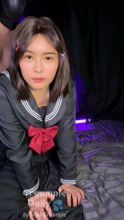 Creampie massive overflow with cute student girl in uniform. | Clip 1