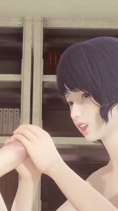 Must-see moment from "Hentai Uncensored - Futanari cum in Shoko's face in library"