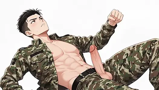 Die bewegung des soldaten mit großem schwanz