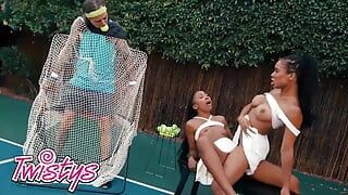 TWISTYS - Kira Noir And Olivia Jayy Can't Keep Focused On Their Tennis Lesson So They Start Tribbing Instead