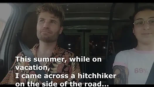 Girl Next Door Sucks a Hitchhiker in the Car (English Subtitles)