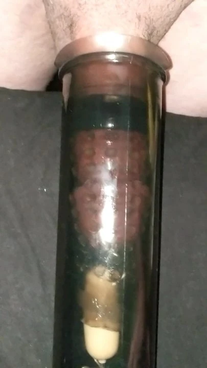Big dick trying out new penis pump. Far pumped cock at end