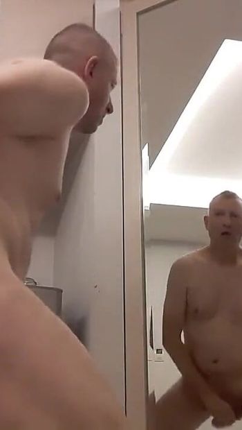 Hot Mirror Cum with Sexy Guy Front and Back