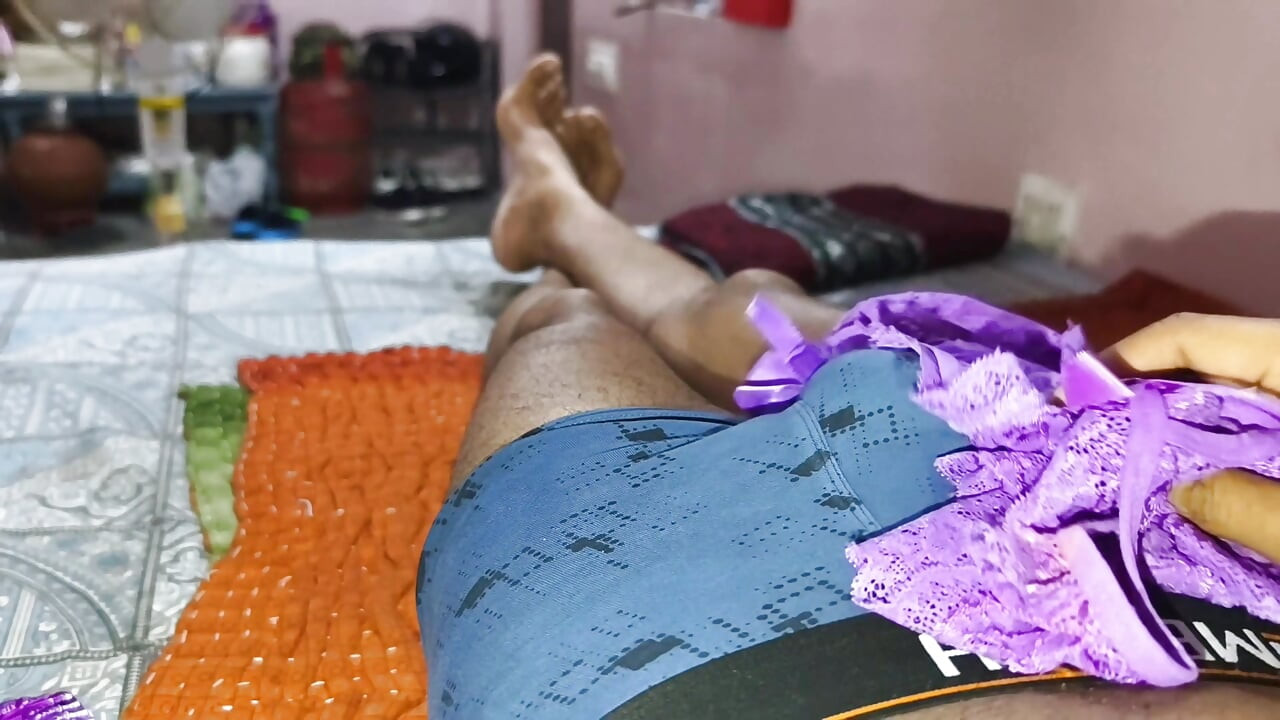 Desi indian young boy enjoyed female lingerie then fucked by black Indian big cock