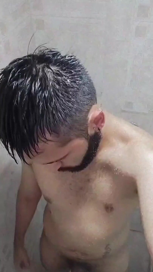 Jerking off my big uncut cock in the shower  I need a nice mouth to fill with my hot cum