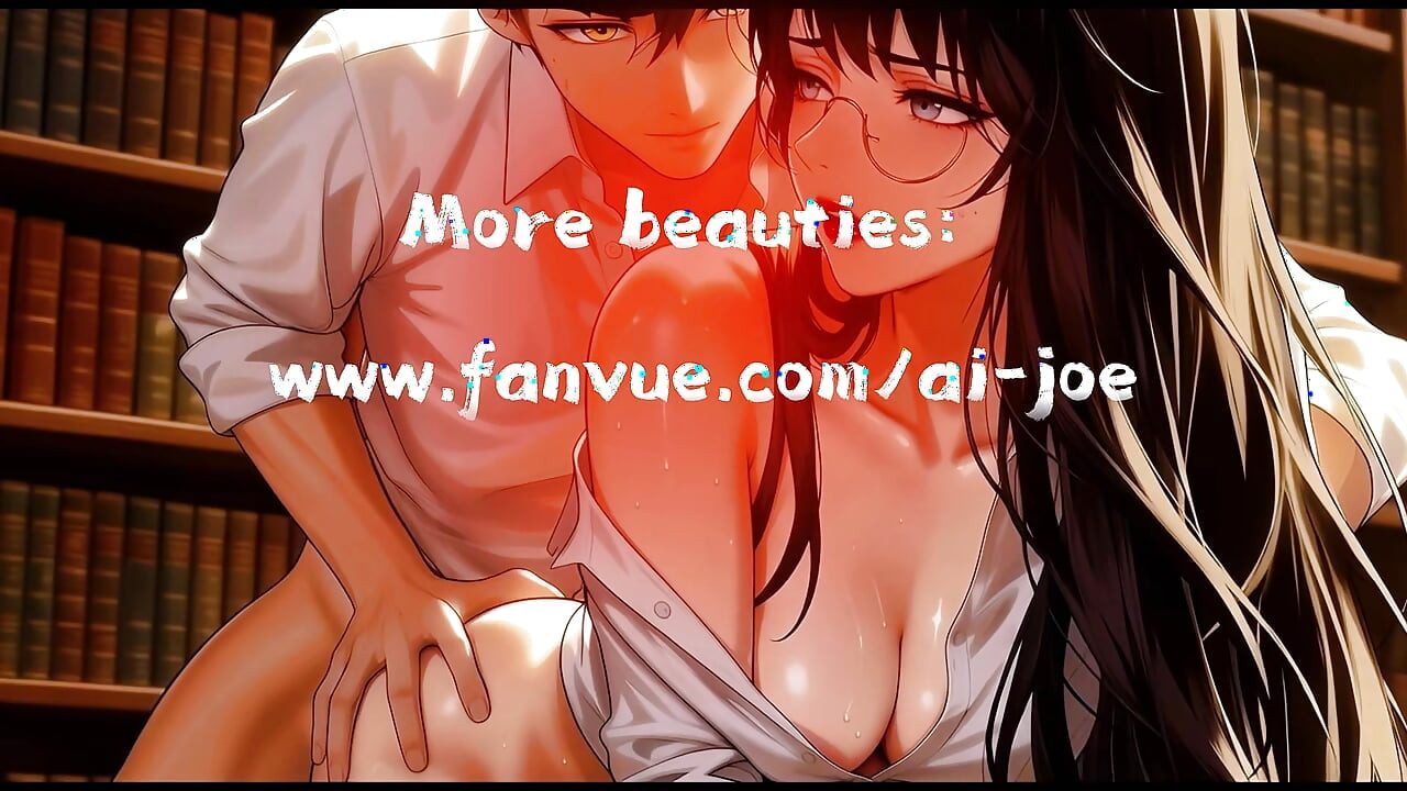 Gap Moe glasses beautiful woman , the private study session in the library.Super temptation.Episode 2. AI-generated