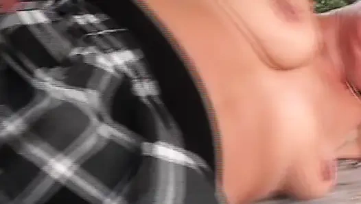 Dirty old woman get all fuck holes rammed by a guy outside