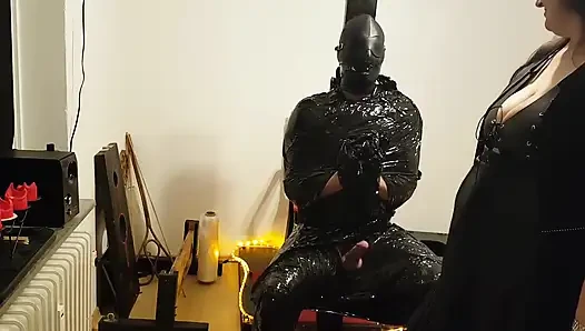 Foil Bondage Slave Part 2 - Cling Film Mummified and Edged to Madness