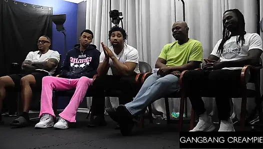 Gangbang creampie - nikki knightly si cewek rambut cokelat toket besar di-gangbang sama kontol besar