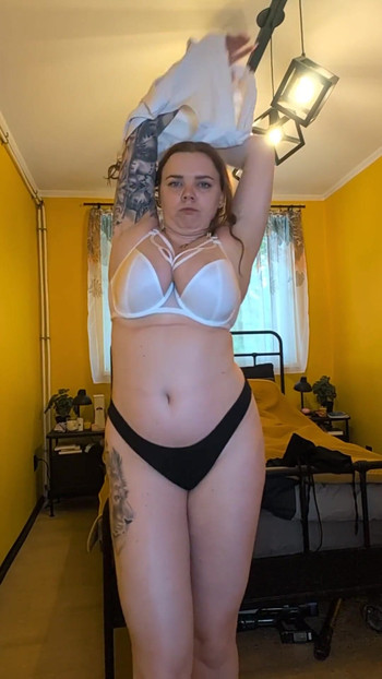 Unforgettable moment from "Watch as busty mommy does striptease and touches herself"