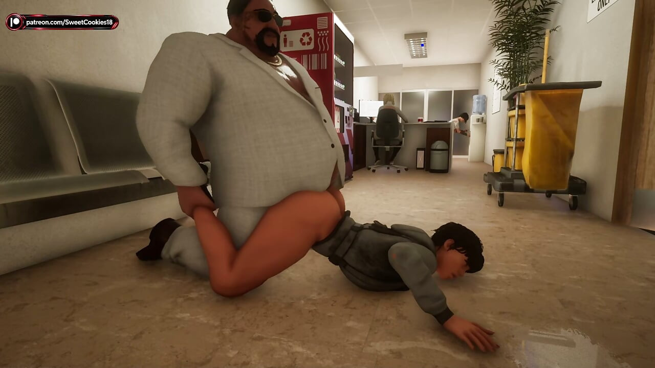 Sexe dans un couloir public - gros et nettoyeur