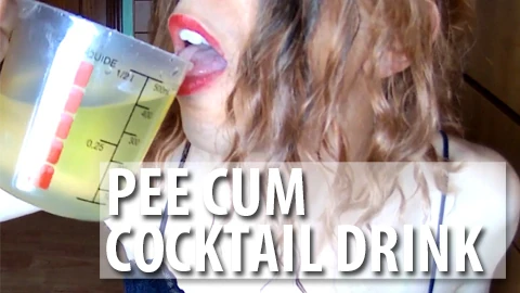 Enjoy my pee and cum cocktail. 400ml pee cum DRINKING