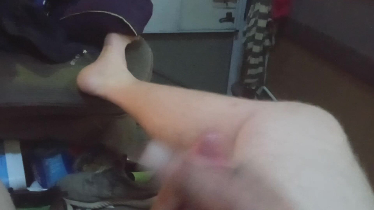 Stroking my cock and playing with new toy