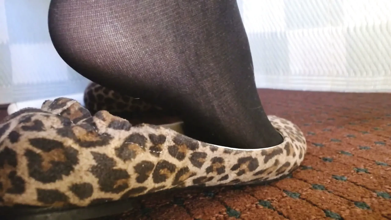 Very Closeup Backview in My Ballet Flats in Black Pantyhose