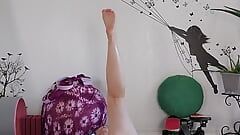 Sexy feet milf Aurora Willows doing workout in booty shorts