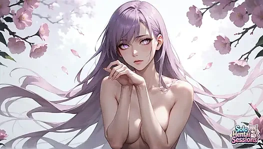 Dewi rambut violet menyerupai kopi pagi-pagi di tempat suci berjemur