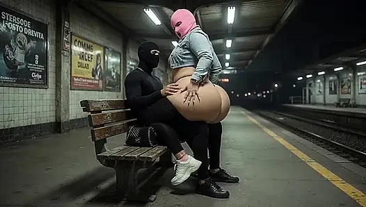 "Masked Stranger Grabs Thick BBW Ass at Empty Train Station"