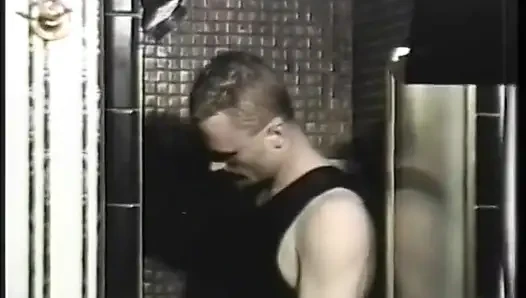Gay couple have some fun in the shower - old gay porn