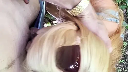 Outdoor Amature american milf fucked in ass by big white cock until he creampies her ass